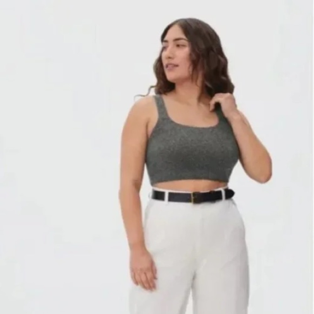 Everlane The Cozy Stretch Tank Top Cropped Knit Sweater Sleeveless Gray Womens